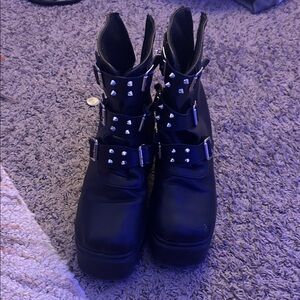 Black Studded Platform Boots